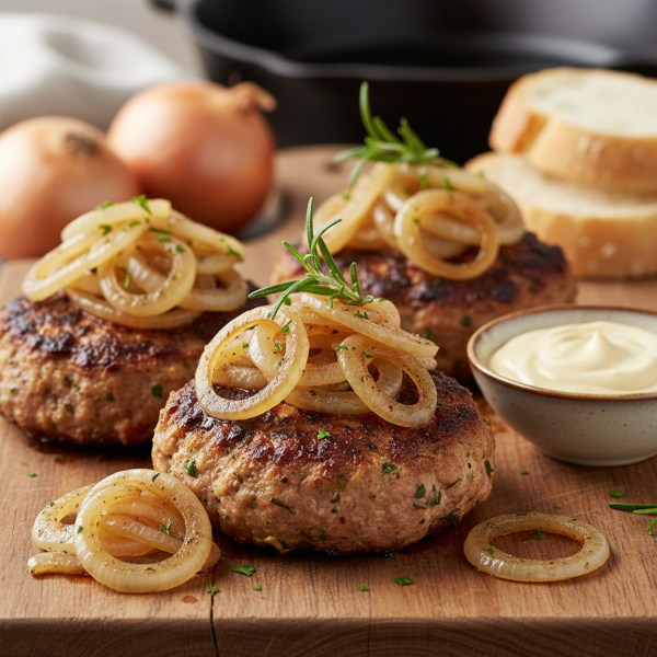 Savory Broiled Turkey Patties with Onions recipe