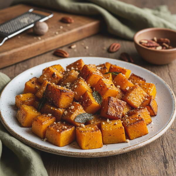 Savory Brown Butter and Nutmeg Roasted Butternut Squash recipe