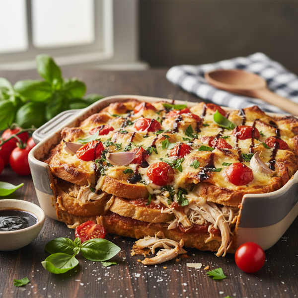 Savory Bruschetta Chicken Casserole recipe