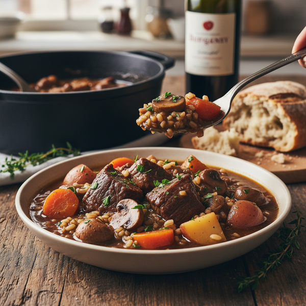 Savory Burgundy Barley Beef Stew recipe
