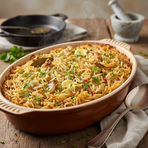 Savory Butter Baked Long Grain Rice recipe