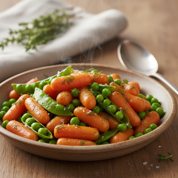 Savory Buttered Baby Carrots with Sweet Peas recipe