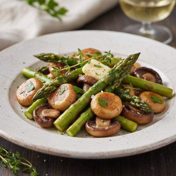 Savory Buttered Mushroom and Asparagus Medley recipe