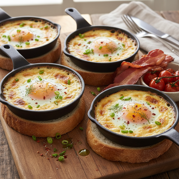 Savory Buttermilk Baked Eggs on Toast recipe