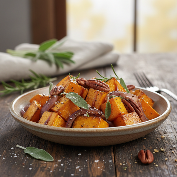 Savory Butternut Squash Medley with Onions and Toasted Pecans recipe