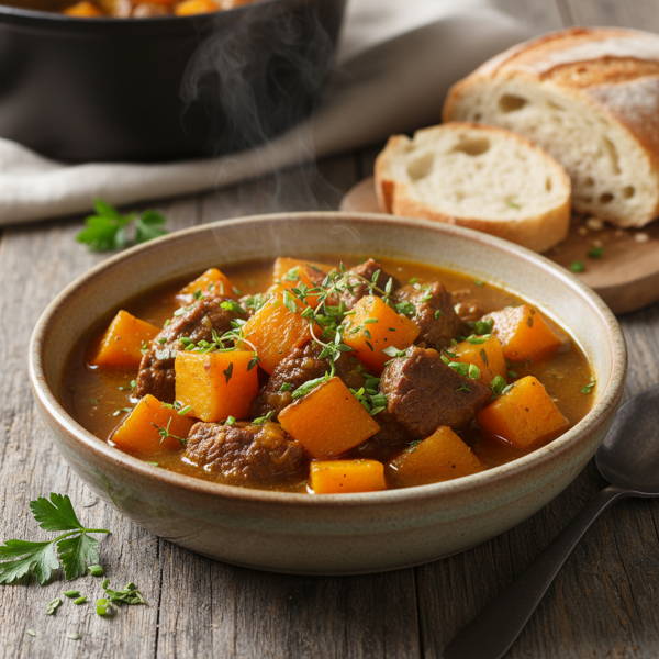 Savory Butternut Squash and Beef Stew recipe
