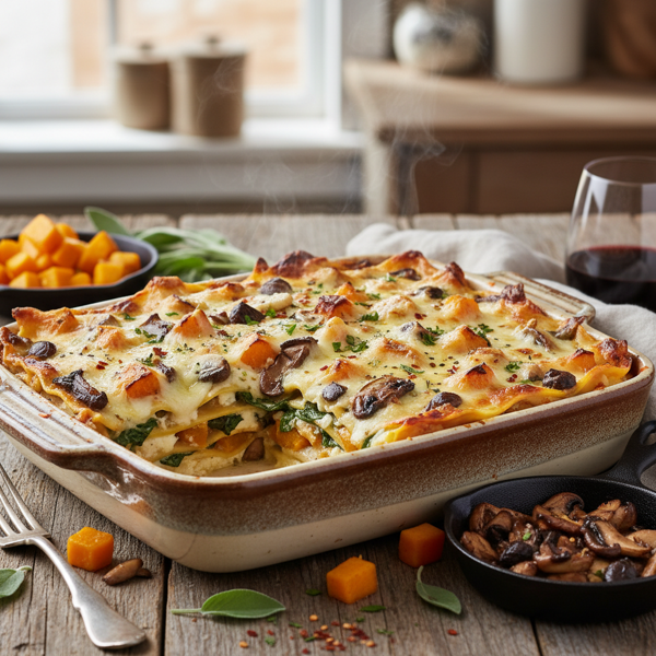 Savory Butternut Squash and Mushroom Lasagna recipe