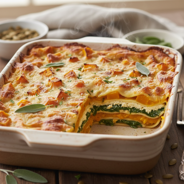 Savory Butternut Squash and Spinach Lasagna recipe