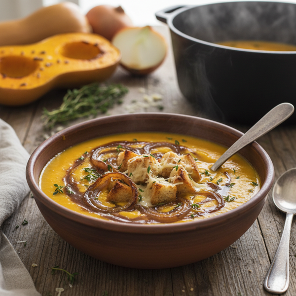 Savory Butternut Squash with Aromatic Onion Soup Infusion recipe