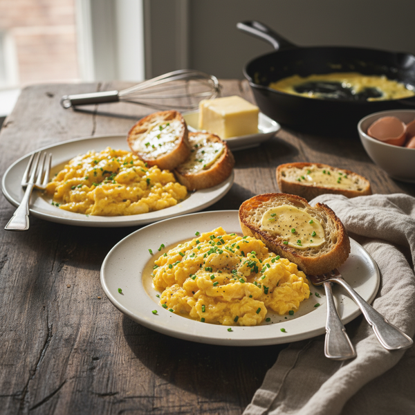 Savory Buttery Scrambled Eggs for Two recipe