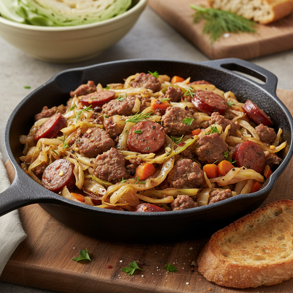 Savory Cabbage & Meat Skillet recipe