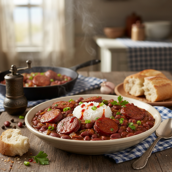 Savory Cajun Red Beans with Smoked Sausage recipe
