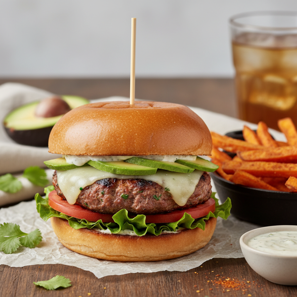 Savory California Turkey Burgers with Avocado and Monterey Jack recipe