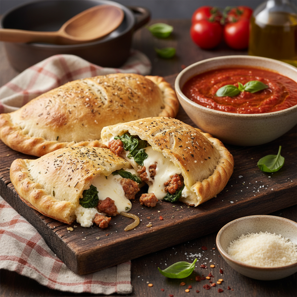 Savory Calzones with Homemade Marinara recipe