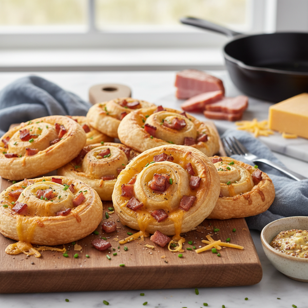 Savory Canadian Bacon and Cheddar Puff Pastries recipe