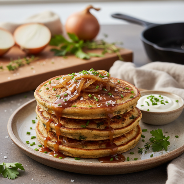 Savory Caramelized Onion Pancakes with Herbs recipe