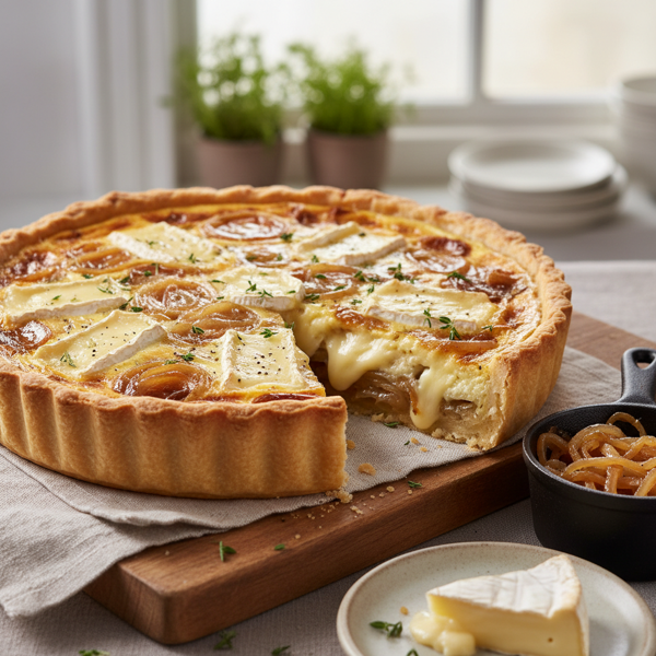 Savory Caramelized Onion & Camembert Quiche recipe