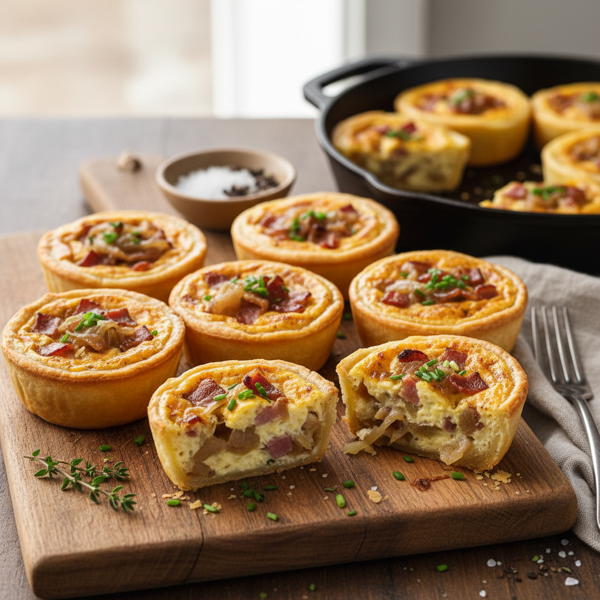 Savory Caramelized Onion and Bacon Quiche Bites recipe