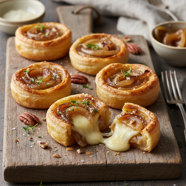 Savory Caramelized Onion and Brie Tartlets recipe