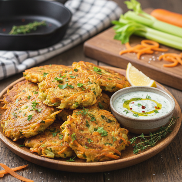 Savory Carrot and Celery Fritters recipe
