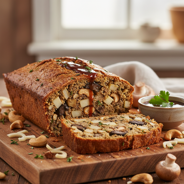 Savory Cashew Mushroom Parsnip Loaf recipe