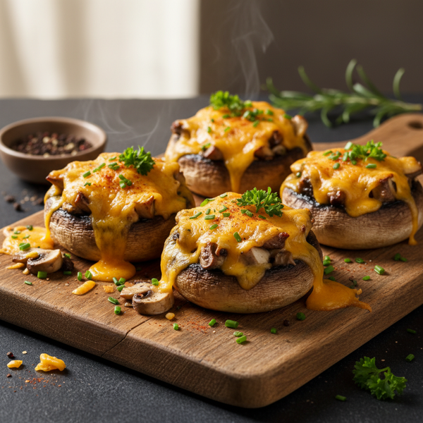 Savory Cheddar-Loaded Mushroom Caps recipe