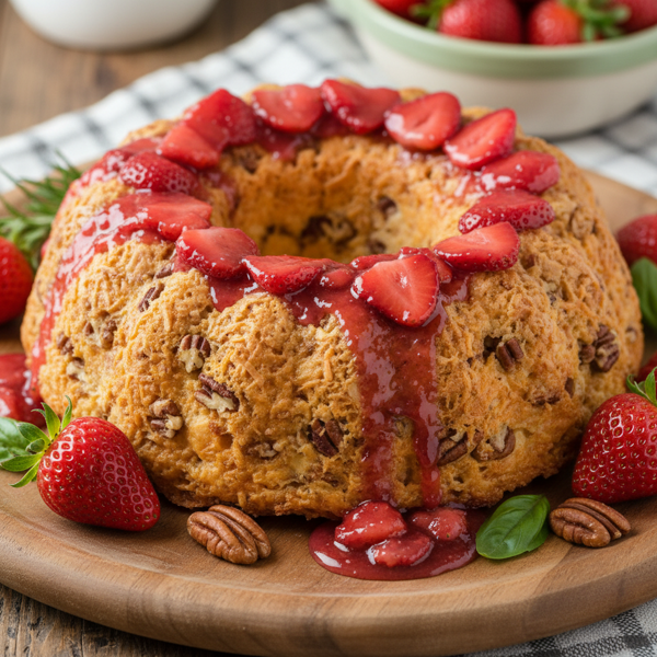 Savory Cheddar-Pecan Cheese Ring with Strawberry Glaze recipe