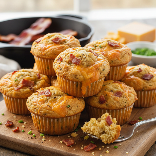 Savory Cheddar Bacon Explosion Muffins recipe