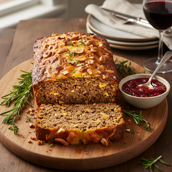 Savory Cheddar Cashew Lentil Loaf recipe