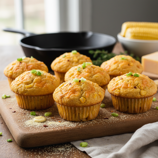 Savory Cheddar Cornbread Muffins recipe
