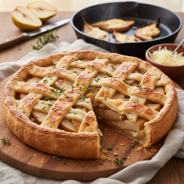 Savory Cheddar Pear Delight Pie recipe