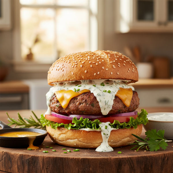 Savory Cheddar Ranch Turkey Burgers recipe