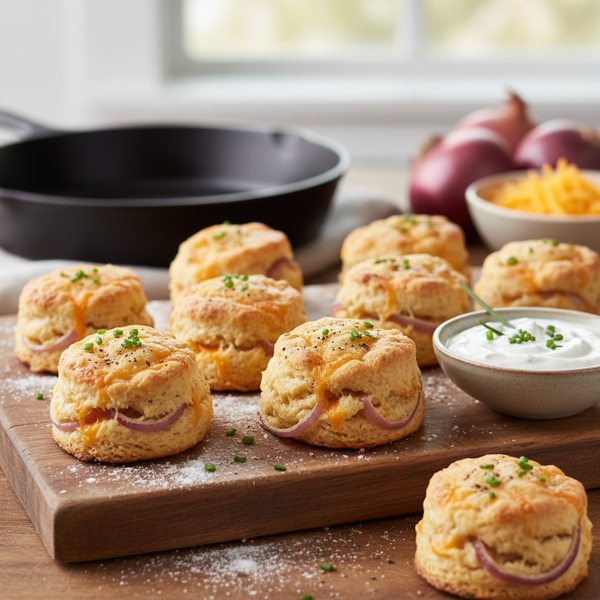 Savory Cheddar and Onion Biscuit Bites recipe