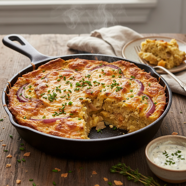 Savory Cheddar and Onion Bread Pudding recipe