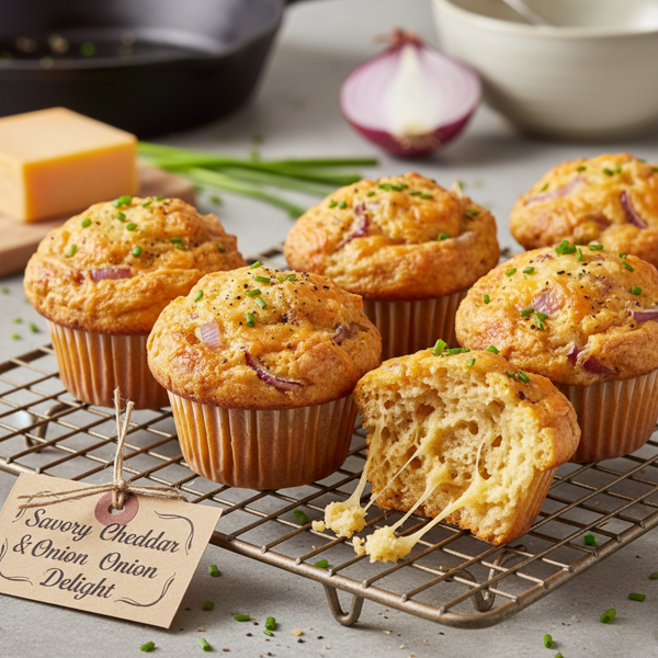 Savory Cheddar and Onion Delight Muffins recipe
