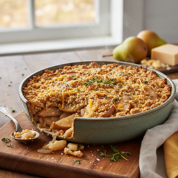 Savory Cheddar and Pear Crisp recipe