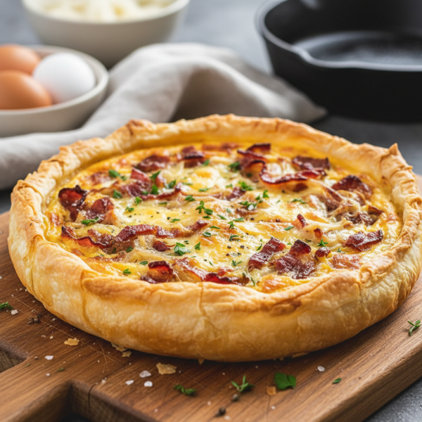 Savory Cheese, Bacon & Onion Phyllo Tart recipe