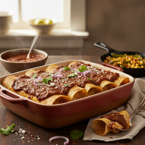 Savory Cheese Enchiladas with Rich Ancho Chili Gravy recipe