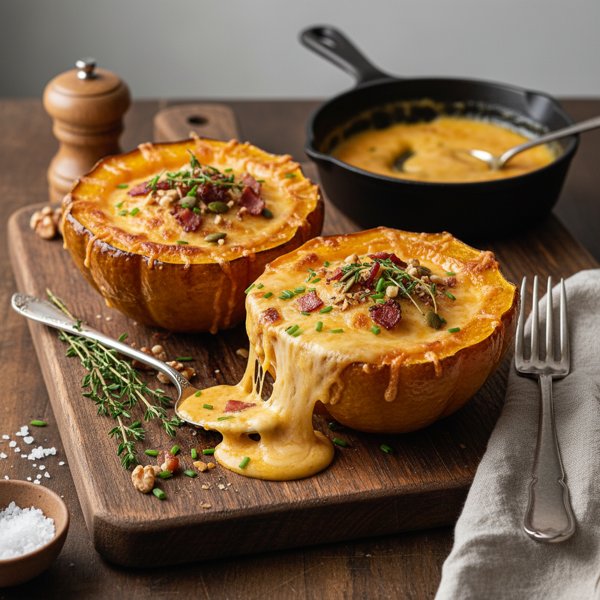 Savory Cheesy Acorn Squash Delight recipe