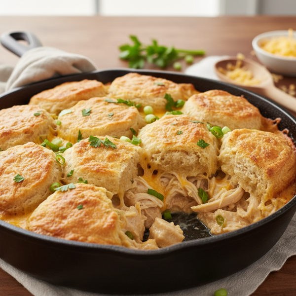 Savory Cheesy Chicken Biscuit Bake recipe