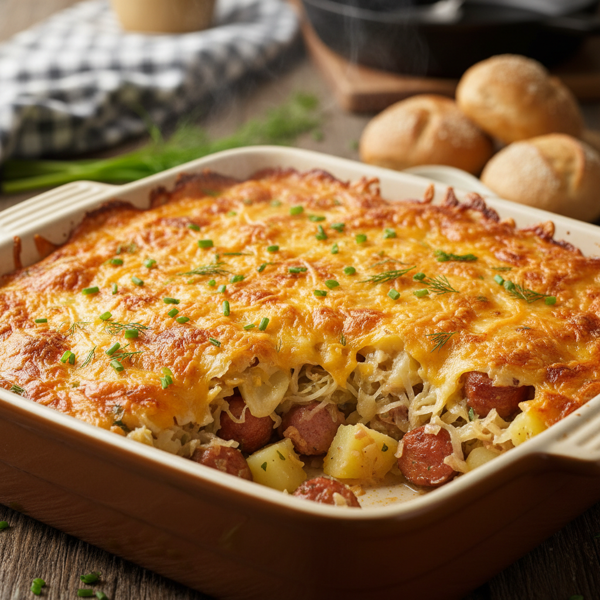 Savory Cheesy Sauerkraut Casserole recipe