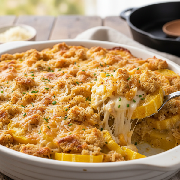 Savory Cheesy Yellow Squash Casserole recipe