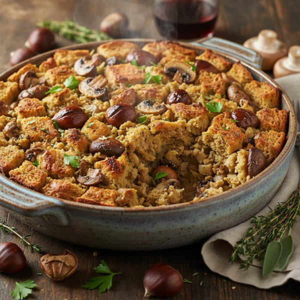 Savory Chestnut and Mushroom Stuffing recipe