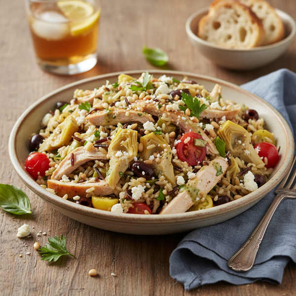 Savory Chicken Artichoke Rice Salad recipe