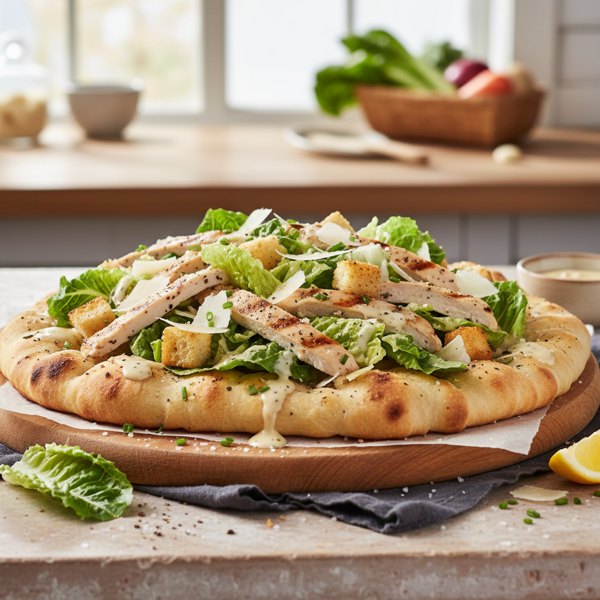 Savory Chicken Caesar Salad Flatbread recipe