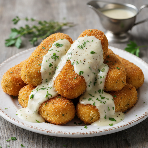 Savory Chicken Croquettes with Creamy Gravy recipe