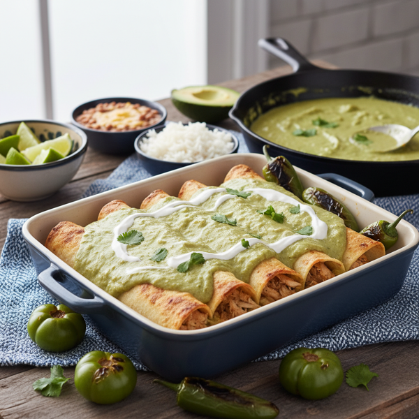 Savory Chicken Enchiladas with Creamy Tomatillo Drizzle recipe