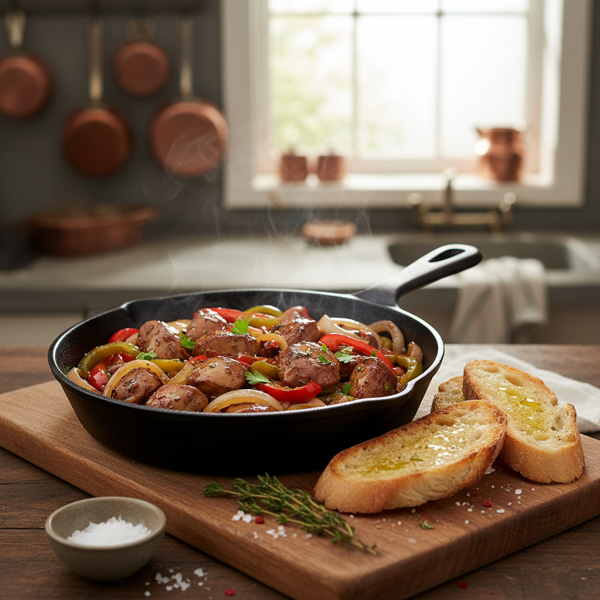 Savory Chicken Livers with Sautéed Peppers and Onions recipe