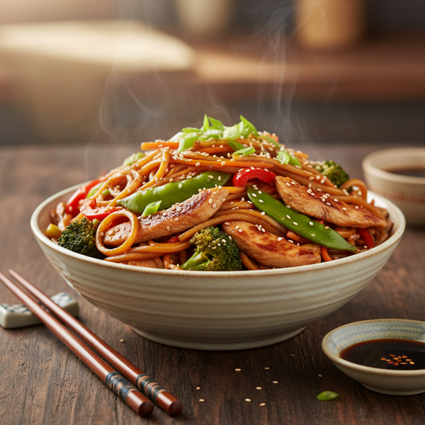 Savory Chicken Lo Mein Delight recipe