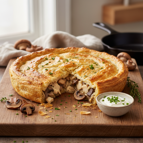 Savory Chicken Mushroom Phyllo Pie recipe